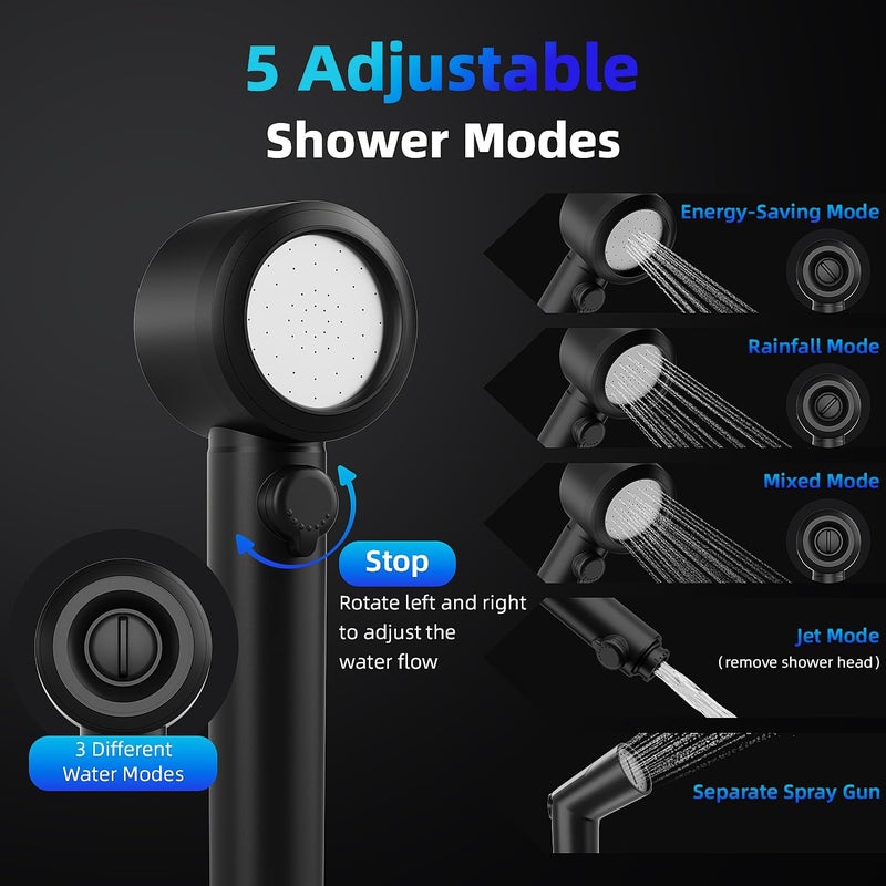 MORIKO 8000mAh Portable Camping Shower, Upgrade Rechargeable Electric Shower Pump with 5 Gallon Bucket, Intelligent LED Display,Portable Shower for Outdoor - Image 4